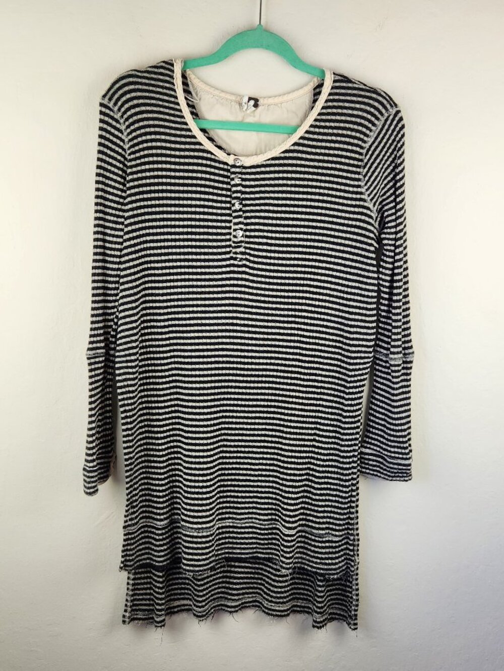 Free People We the Free Boho Knit Striped Henley Tunic Top sz S